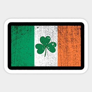 Distressed Ireland Flag Cute Irish Shamrock Saint Patricks Day Sticker